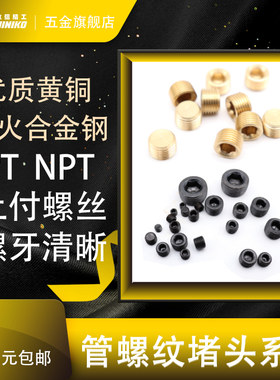铜堵头PT1/8NPT1/2-1寸英美制铁喉塞止付螺丝堵头顶丝内六角塞丝