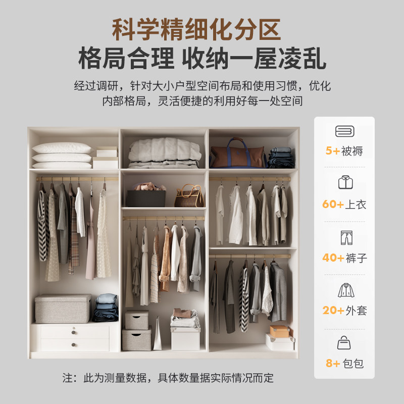 新款2023爆款衣柜现代简约x奶油风白色家用卧室四门到顶成品大衣