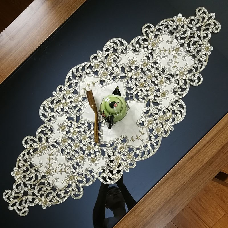 中式欧式布艺绣花桌布茶几巾桌旗桌垫镂空盖巾餐T垫餐桌桌垫桌旗