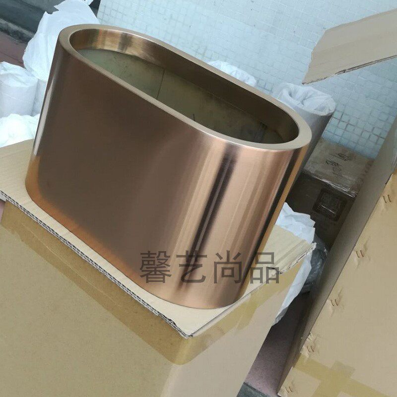 不锈钢花瓶 台面m金属花盆 小花器 椭圆形花盆简约现代