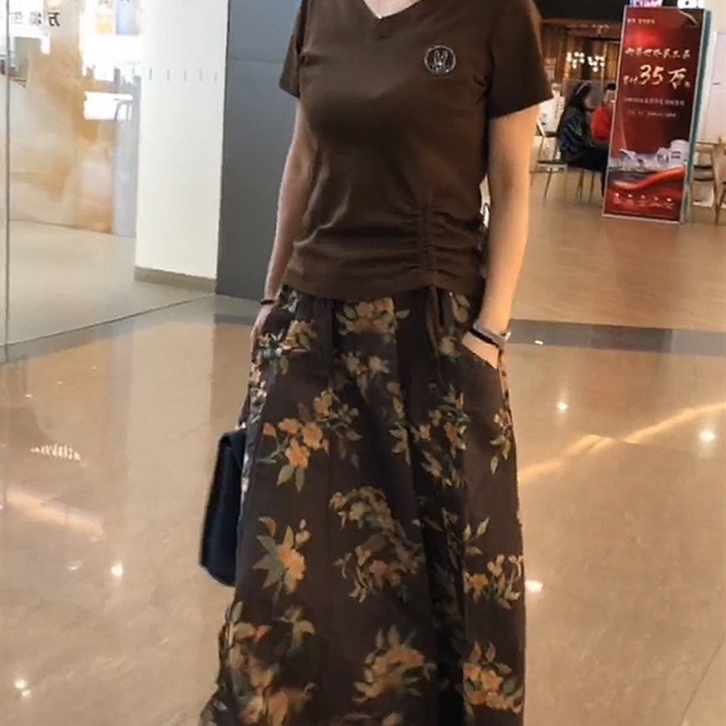 欧货时尚套装女2023年夏季新款减龄显瘦洋气休闲半身裙两件套潮
