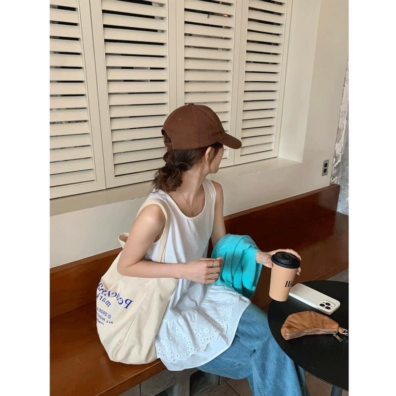 拼接蕾丝边下摆叠穿吊带背心女春夏季纯欲风显瘦白色内搭无袖上衣