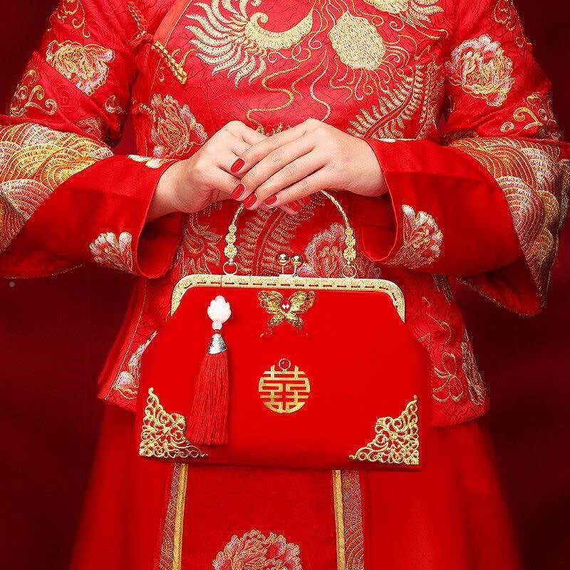 结婚礼钱包大全新娘手拿包包袋装钱零钱包陪嫁妆红色婚庆订婚礼红