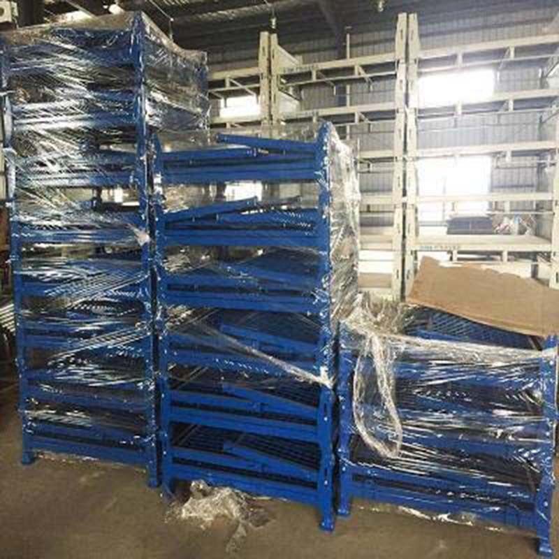 折叠式仓储笼金属网格箱移动堆垛料箱金属周转箱铁V箱子铁皮箱料