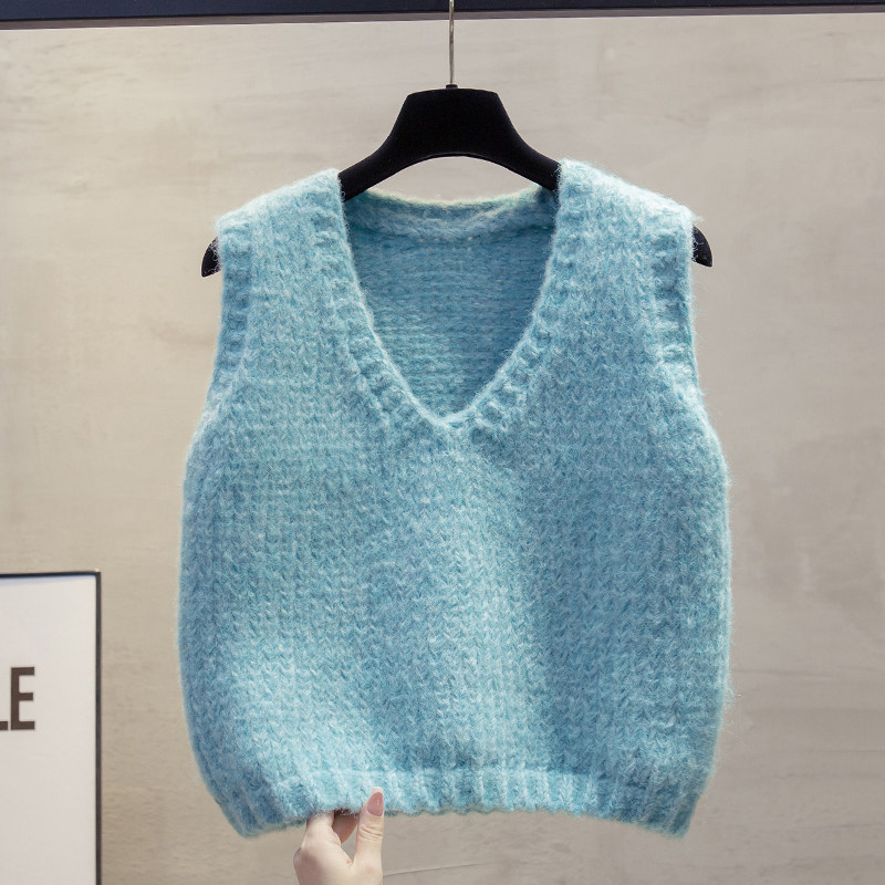 小个子v领针织马甲背心女2025春秋新款宽松外穿马夹短毛衣坎肩潮