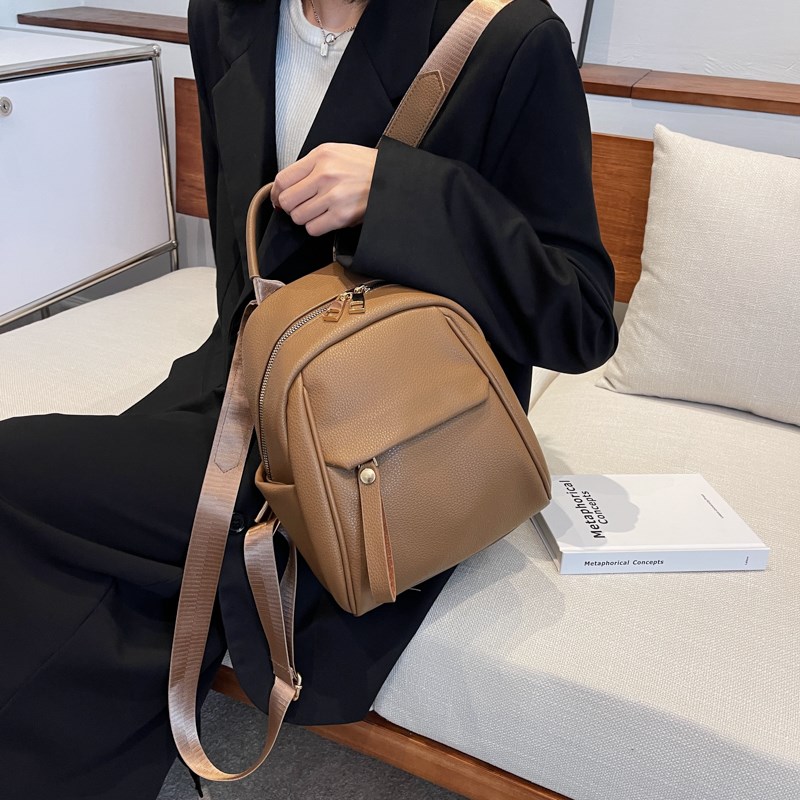 双肩包女2023新款时尚小巧型百搭皮质小背包韩系简约流行女生书包