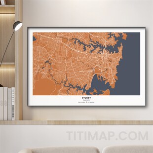 新款横版城市地图装饰画布里斯班重E庆市莫斯科纽约市定制客厅挂