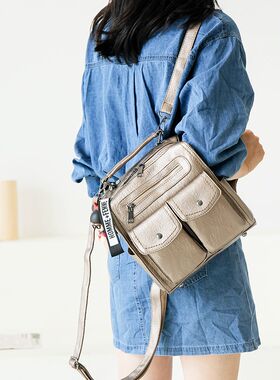 多功能包包女百搭三用简约皮质背包四季通用小双肩包韩版斜跨女包
