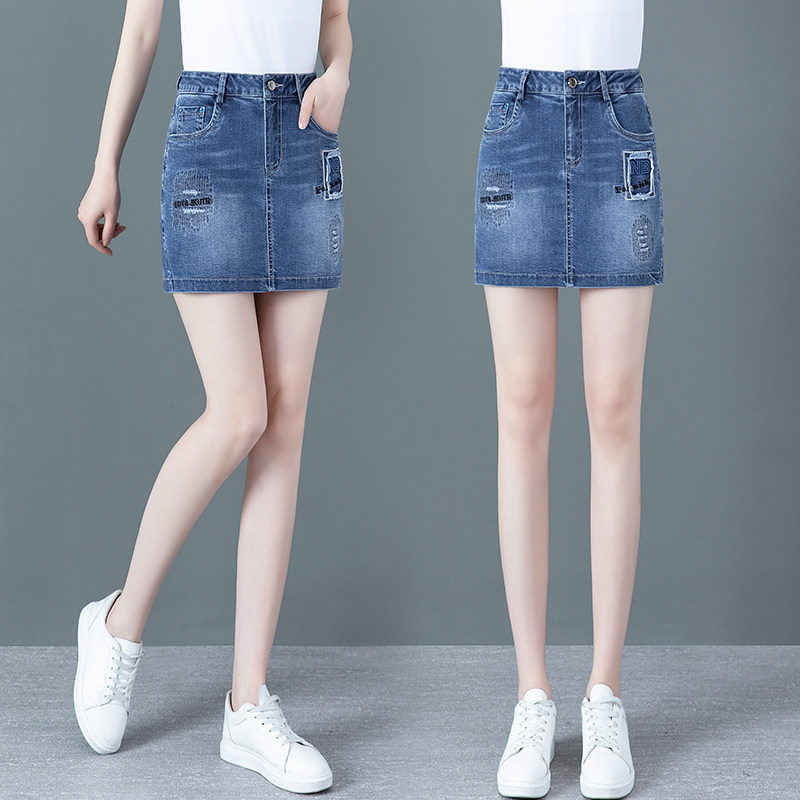牛仔半身裙女2025年夏季新款高腰显瘦大码短裤子百搭宽松包臀裙裤
