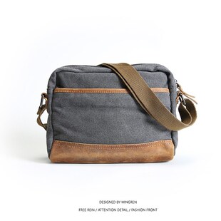 单肩包斜挎包男士 休闲男包帆布包男横款 包包斜跨背包青年 男式 新款