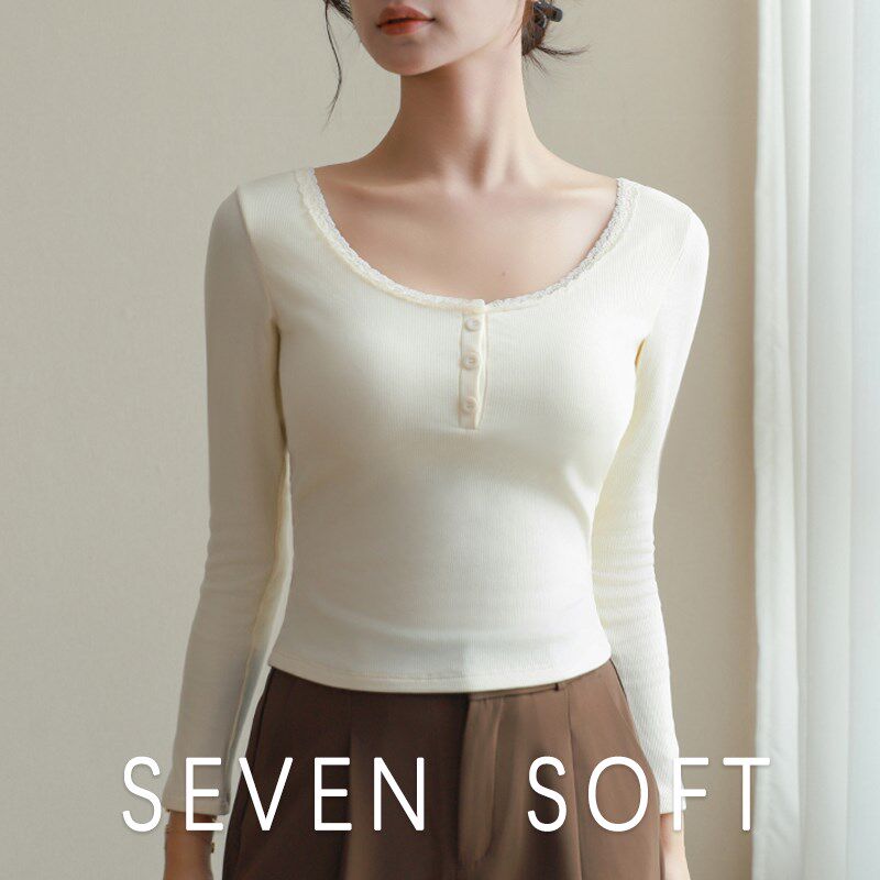 蕾丝打底衫女秋冬内搭可外穿带胸垫上衣女士超好看黑白色长袖t恤