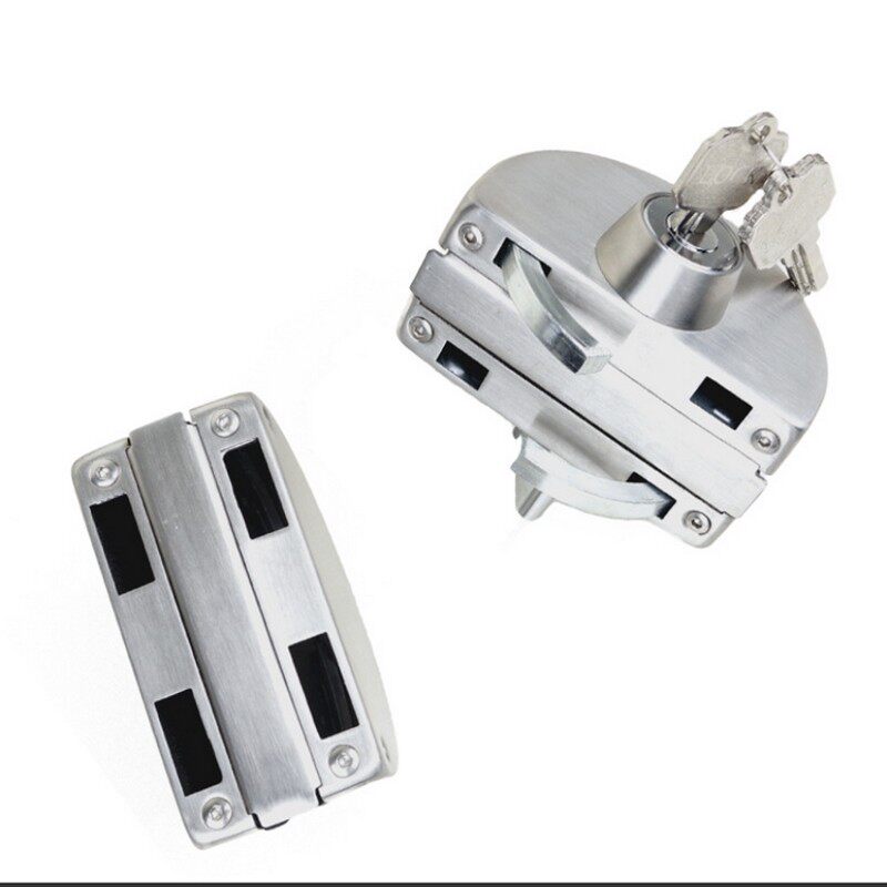 玻璃门锁免开孔推拉门双门锁不锈钢店铺门锁免打孔无框双开单门锁