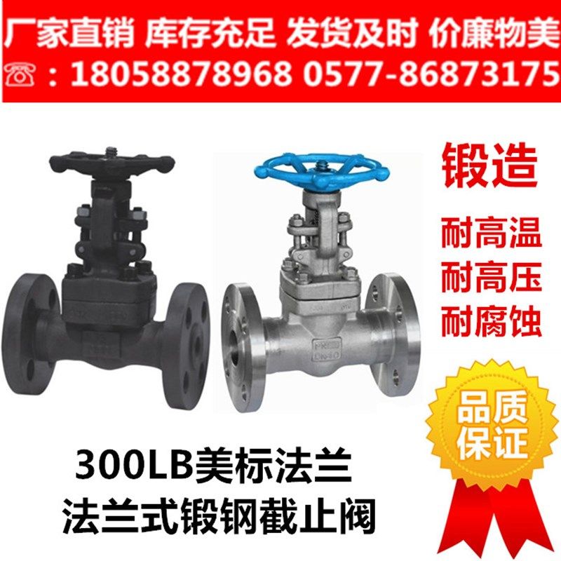 304 316L不锈钢锻钢美标法兰截止阀J41W-300LBP导热油蒸汽耐高温