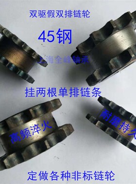 4分08B双驱假双排单排双挂双联链轮挂两根单排链条45钢米思米尺寸