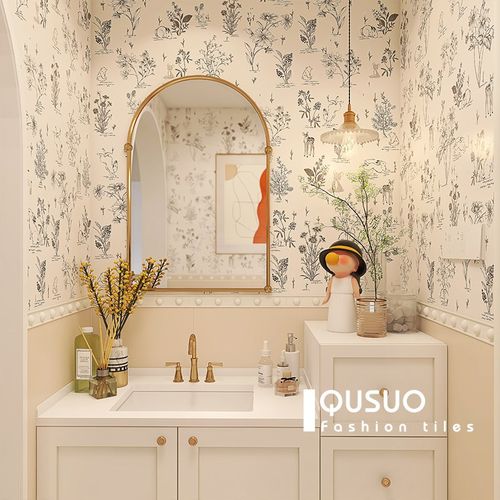 趣所 法式复古卫生间瓷砖花砖400x800奶油风浴室厕所厨房墙砖地砖