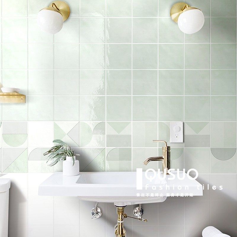 趣所 绿色小清新卫生间浴室厕所马卡龙瓷砖 北欧风厨房阳台墙面砖