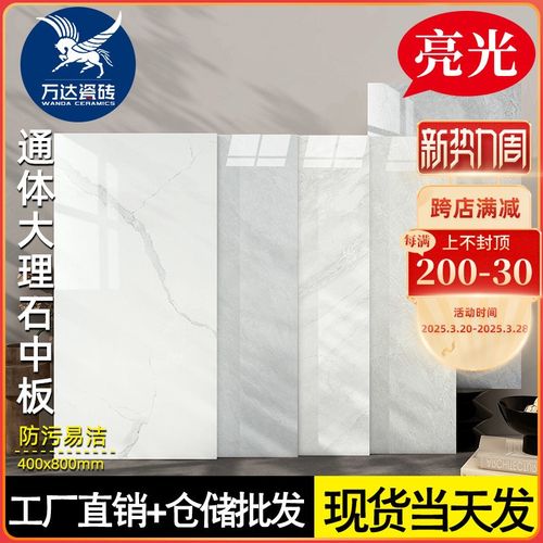 通体大理石中板400x800厨房卫生间墙砖一石多面全瓷轻奢亮光瓷砖