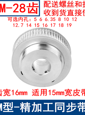 S3M28齿同步带轮齿宽16带凸台B型内径5 8 10 12 12.7 14 15同步轮