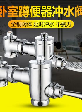 全铜蹲便器冲水阀手按式大便冲洗阀公厕化妆室蹲便器脚踩冲水开关