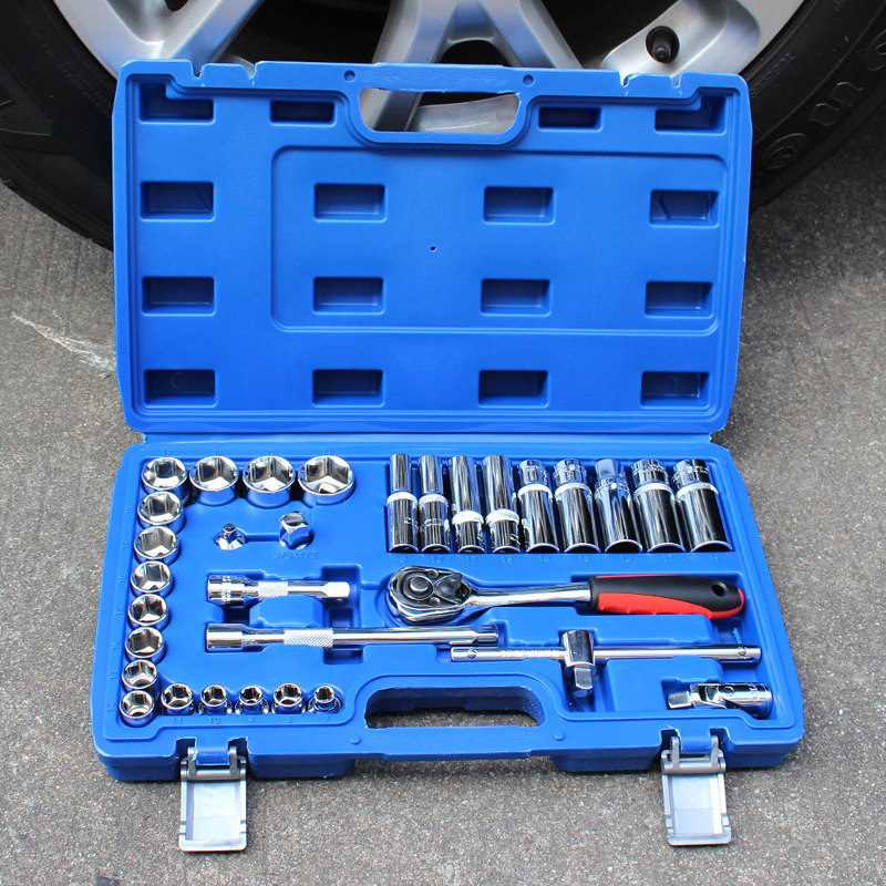 3/8套筒棘轮扳手套装组合进口 33件万用修车多功能汽修理维修工具