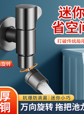全铜拖把池水龙头单冷入墙式墙面阳台拖布池化妆室万向大角度防溅