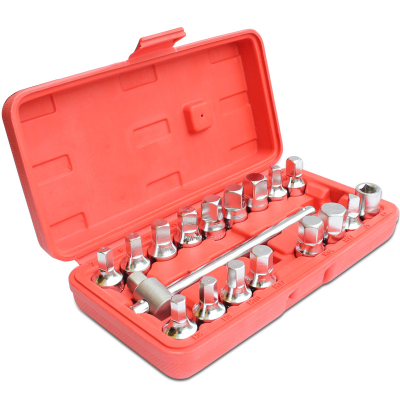 油底壳放油螺丝套筒扳手 21件四角六角 18件放油螺丝拆装工具