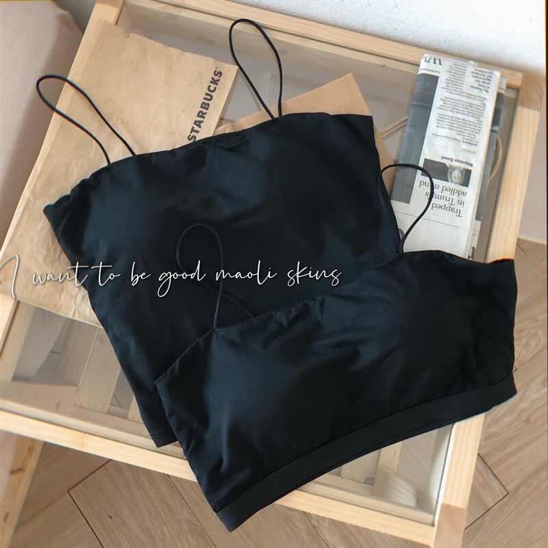 毛丽小四郎 薄款吊带背心女带胸垫内搭外穿一体内衣打底抹胸纯色