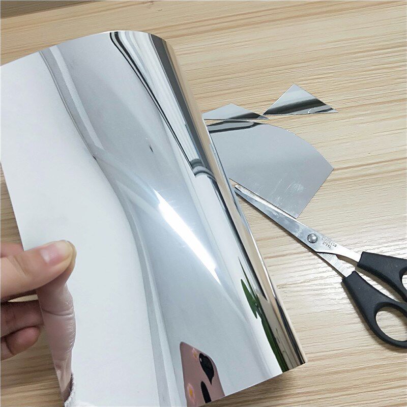 电镀大张有机玻璃镜面板塑料pc软镜子覆背胶Pvc玩具镜Z片镜面贴纸