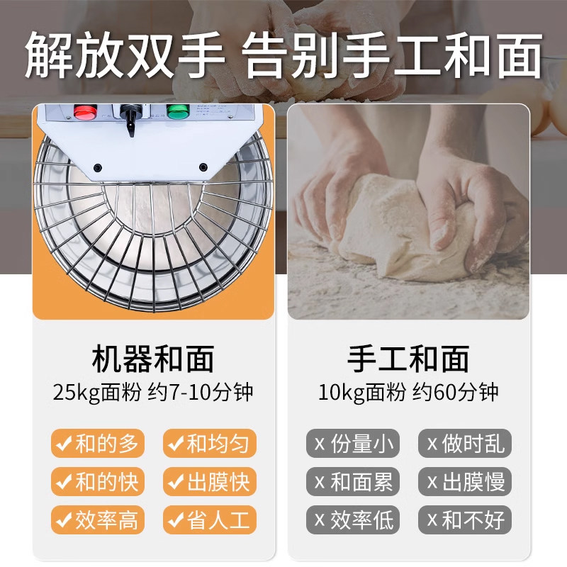和面机商用立式自动面粉搅t拌机变频静音双速双动螺旋式面团搅拌