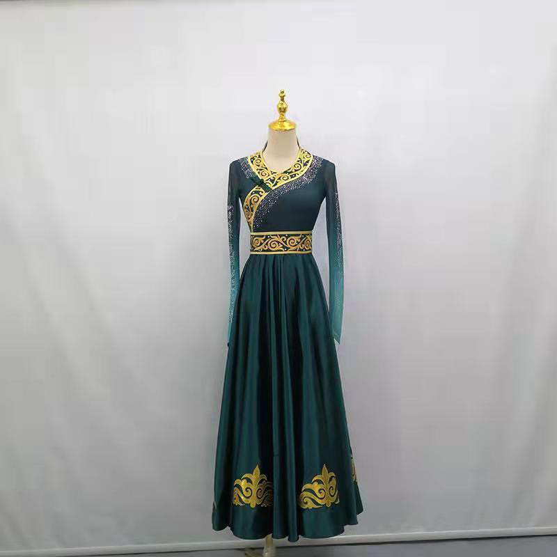 蒙古舞蹈服装演出服少数民族服装表演服艺考服长款双层大裙摆定制