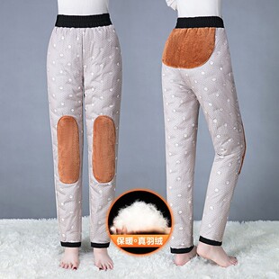 老年人直筒弹力加绒加厚棉裤 女冬外穿妈妈款 羽绒裤 2021年高腰大码