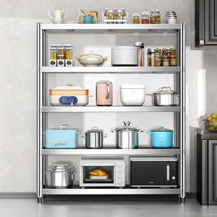 加厚五层厨房置物架餐厅落地柜子靠F墙落地多层储物收纳餐边柜货