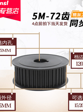 5m 同步轮 5M 72齿 同步带轮 钢组合套装传送传动同步皮带轮