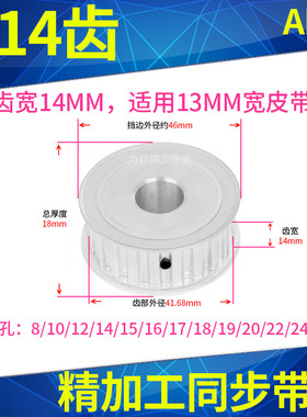 L14齿同步轮AF齿宽14内孔8 10 12 14 15 17 19 20同步带轮L皮带轮
