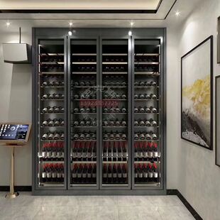 全屋定制之小g酒窖小酒柜 恒温酒房不锈钢玻璃酒柜 实木红酒窖每