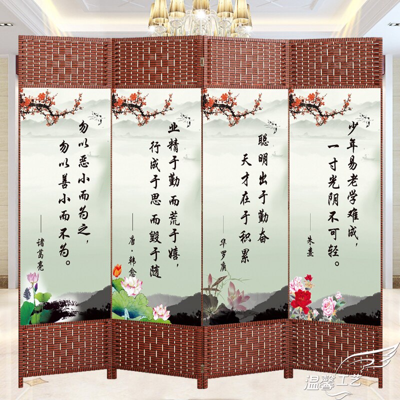 中式仿古屏风折屏隔断墙客厅省空间移G动简易实木双面折叠布艺伸