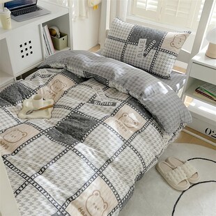 大学生宿舍床上i三件套100全棉男女生单人床单被套床品四件套3