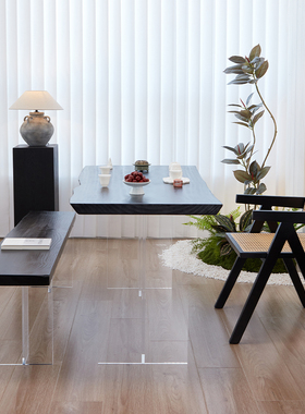 阳台茶桌a椅组合碳化黑色家用小茶台现代简约小户型亚克力悬浮茶