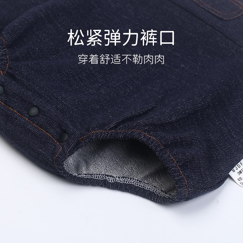 男宝宝连体衣夏装牛仔爬服婴儿包屁衣超萌L新生幼儿外出哈衣假两