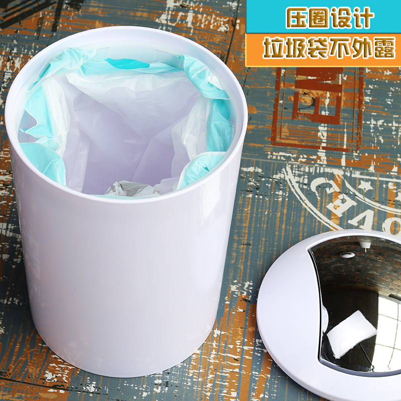 欧式带盖卫生间家用垃圾桶隐形垃圾袋厕所客O厅卧室摇盖式卫生纸