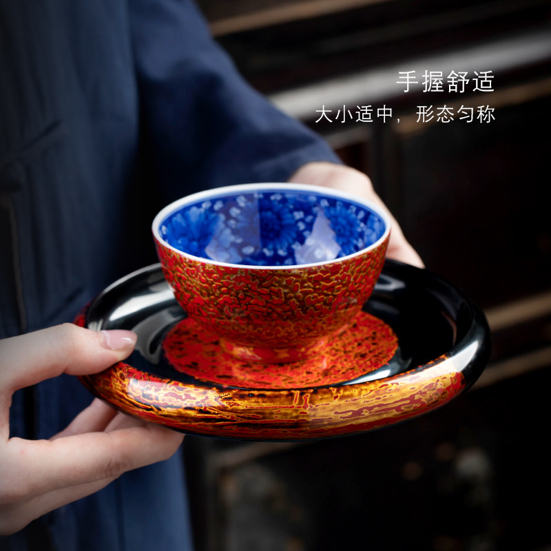 妙莲天香 经典手工大漆壶承壶托 功夫茶盘干泡台R盘电木茶承杯碗