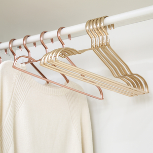 10个铝合金衣架家用衣服撑子防滑无痕不锈钢挂衣架太空铝晾衣架子