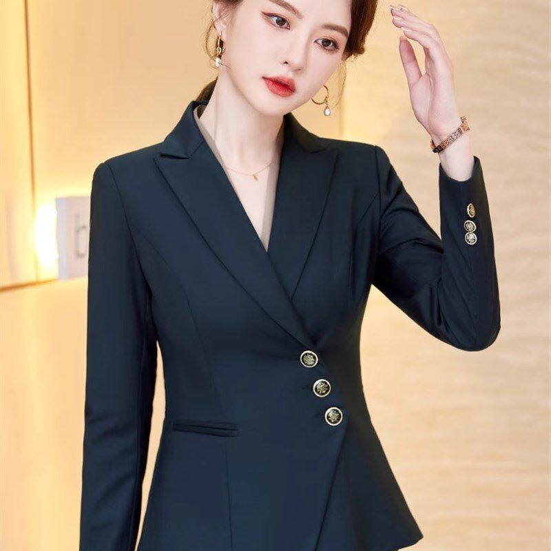 高端职业套装女秋冬时尚韩版公务面试正装酒店经理工装西装外套