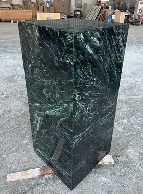 天然大花绿大理石花盆底座入户进门玄关高级感摆件落W地装饰雕塑