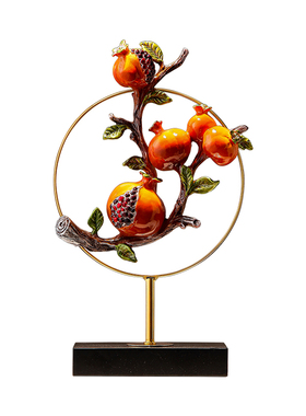 新中式客厅桌面石榴摆件家居饰品办公室高档玄关摆V设乔迁之喜装