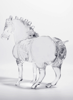 现代新中式透明马头摆件样板房客厅玄关艺术品酒R店别墅动物装饰