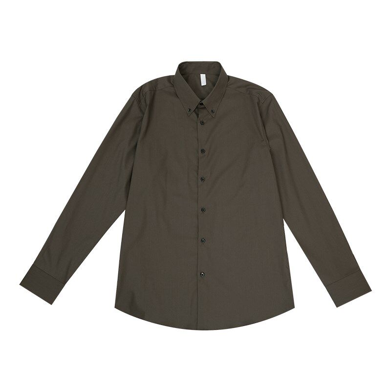 高级感商务男士白色长袖衬t衫免烫垂感正装上班休闲抗皱纯色衬衣