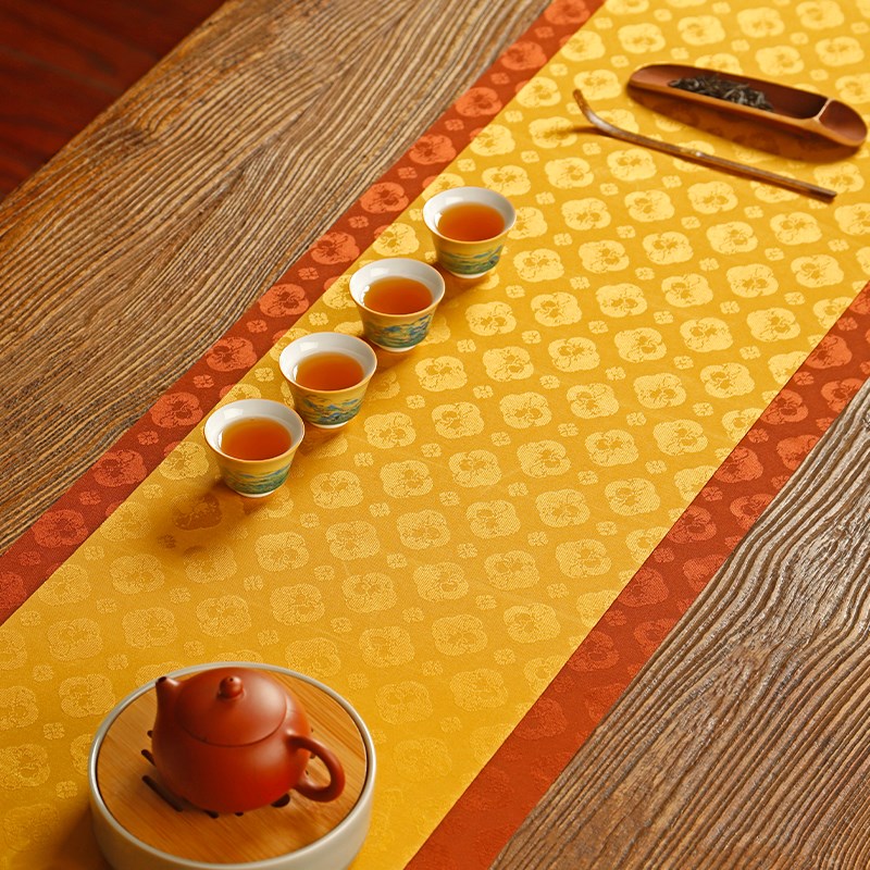 新中式织锦干泡茶席双面可用防水桌旗布艺防烫隔T热垫茶盘垫茶桌