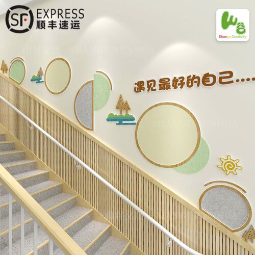 幼儿园楼梯间环创走廊布D置成品公告栏文化墙毛毡