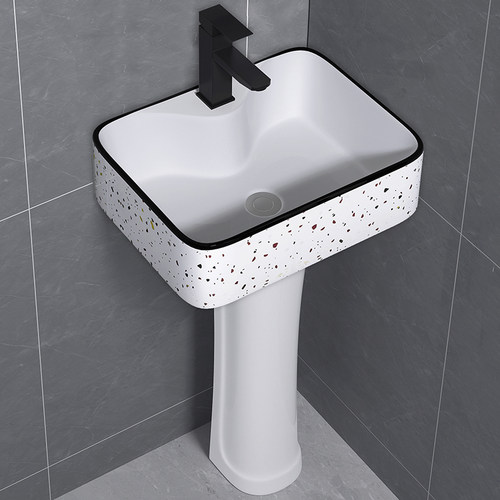 小户型立柱盆一体落地式陶瓷洗手盆卫生间阳台公寓租房墙角洗脸盆